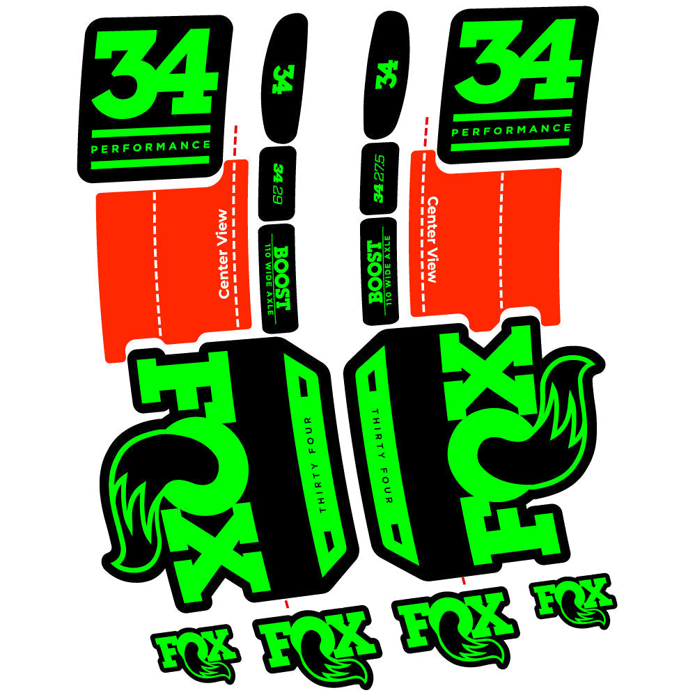 Adesivi Forcella Fox 34 Performance 2019 in vinile - Verde Neon