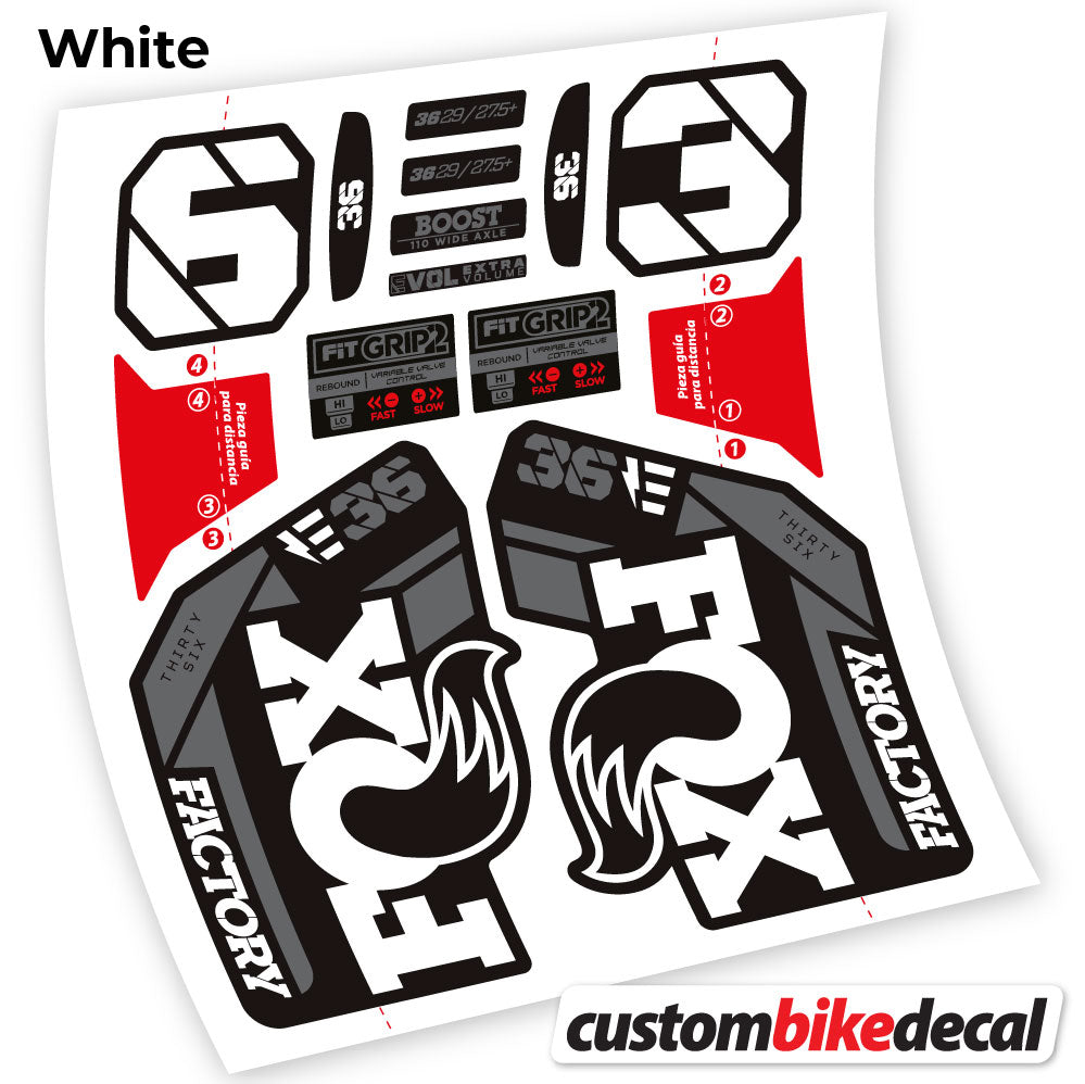 Adesivi Forcella Fox E-Bike Factory 2021 in vinile - Bianco