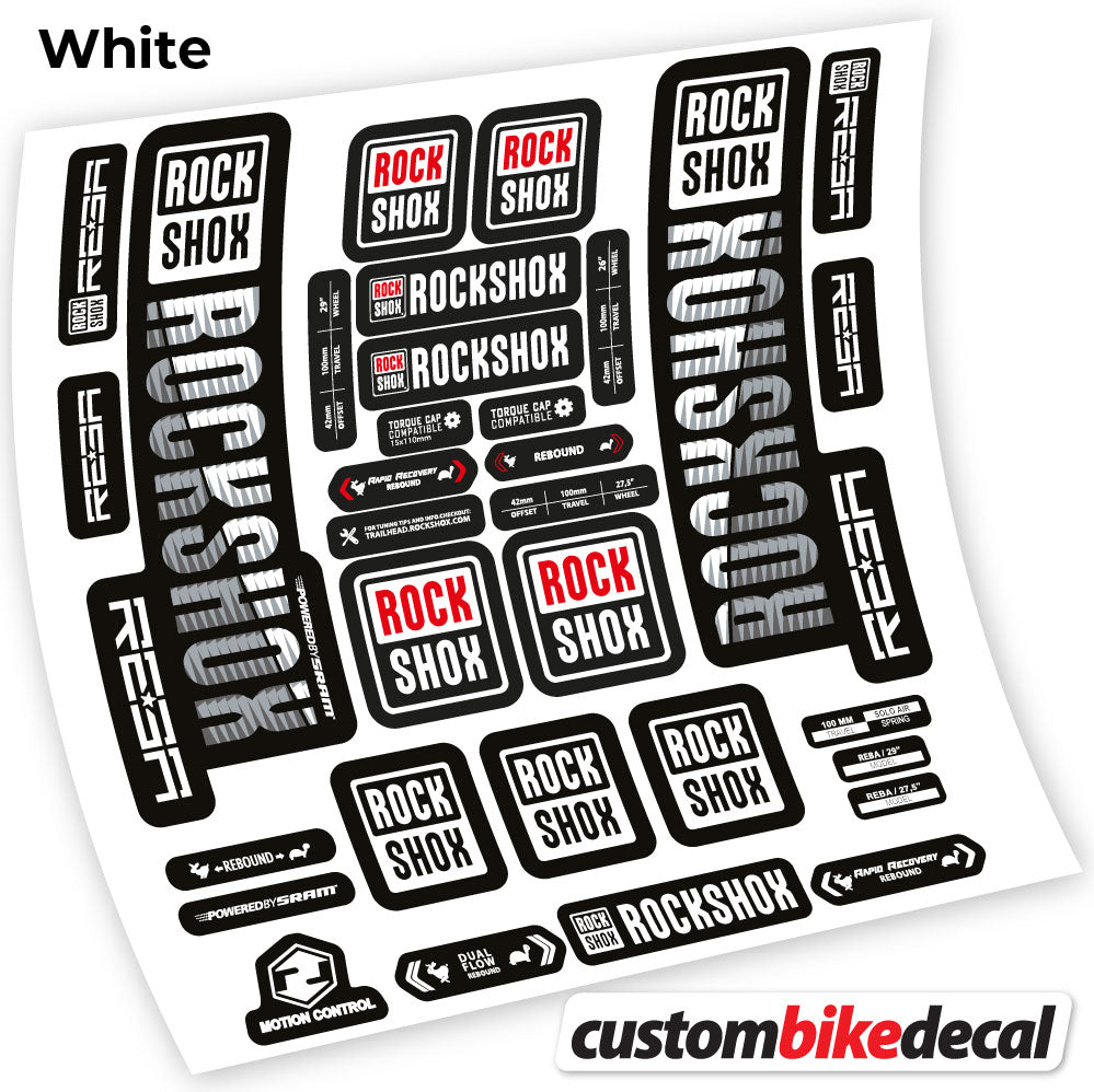 Adesivi Forcella Rock Shox Reba 2019 29" in vinile - Bianco