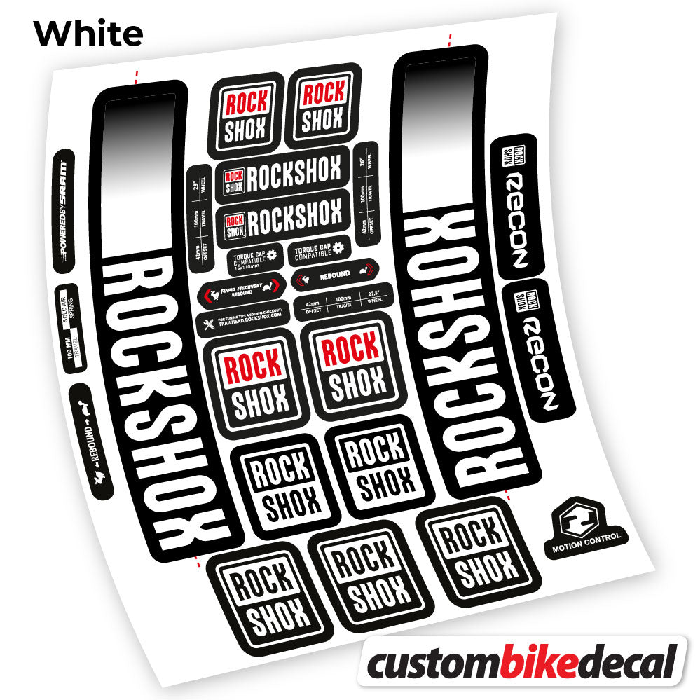 Adesivi Forcella Rock Shox Recon 2021 in vinile - Bianco