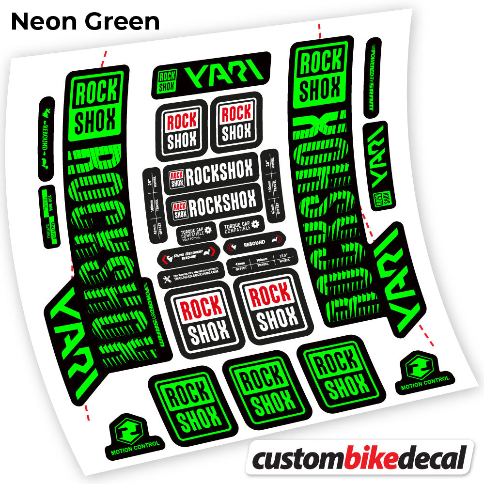 Adesivi Forcella Rock Shox Yari 2018 in vinile - Verde Neon
