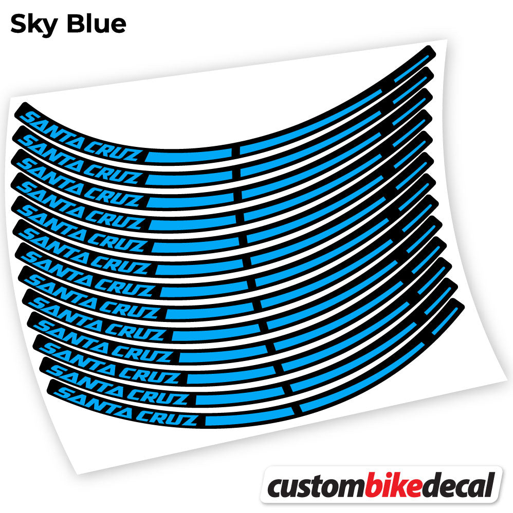 Adesivi Cerchi MTB Santa Cruz Bikes in vinile - Azzurro Cielo