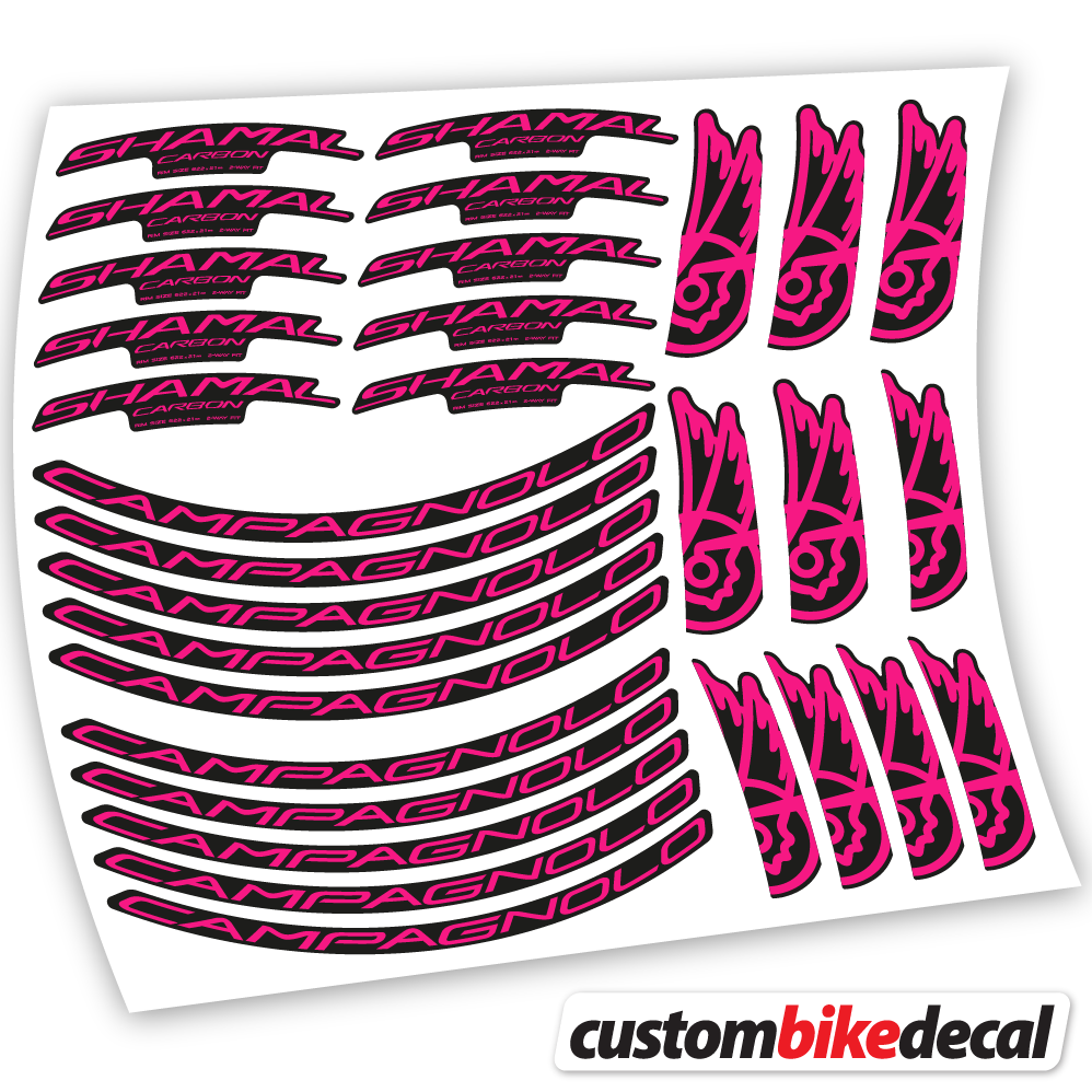 Adesivi Cerchi Bici da Corsa Campagnolo Shamal C21 Carbon 35+40mm in vinile - Fucsia