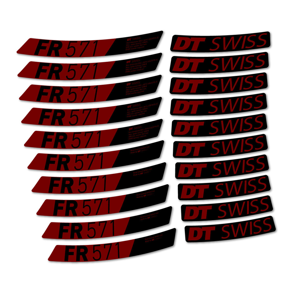 Adesivi Cerchi MTB DT Swiss FR 571x 2025-2026 in vinile - Rosso Molto Scuro
