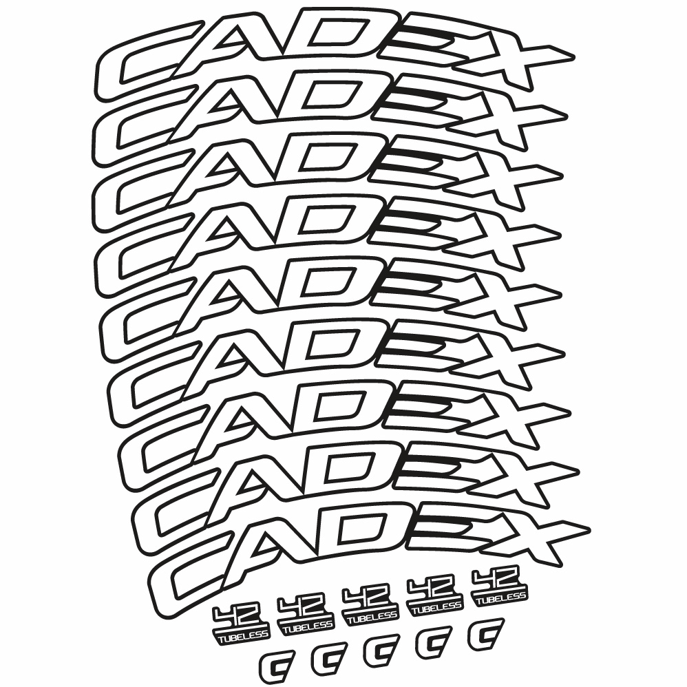 Adesivi Cerchi Bici da Corsa CADEX 42 Tubeless Shoe Brake 42 mm in vinile
