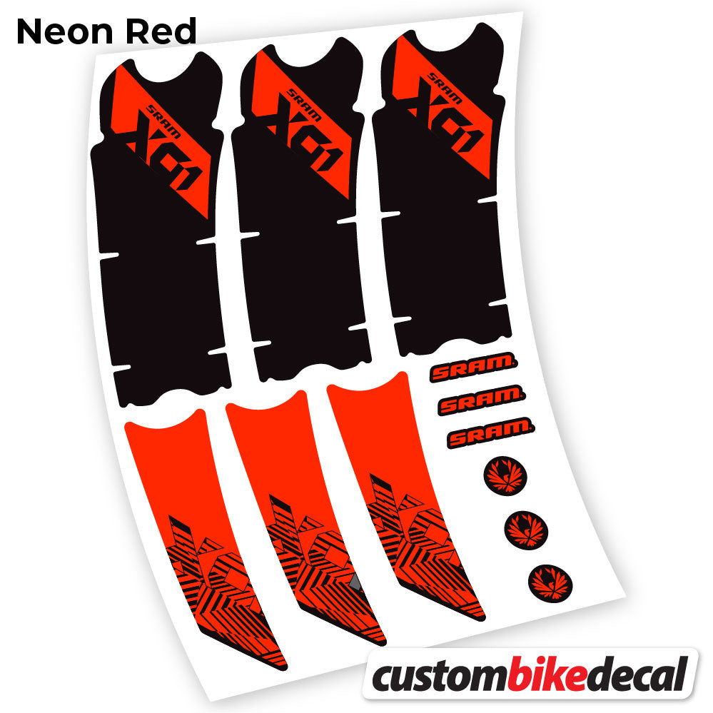 Adesivi Guarnitura Sram Eagle X01 2018 in vinile - Rosso Neon