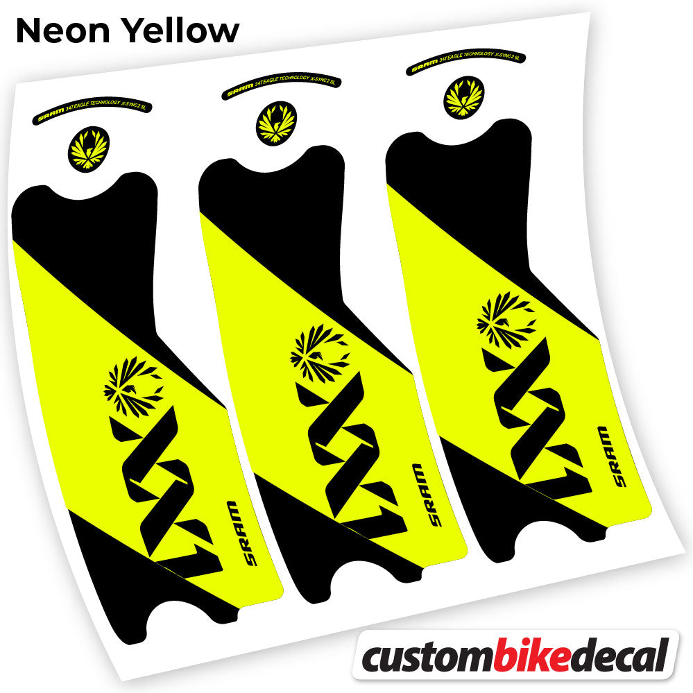 Adesivi Guarnitura SRAM XX1 Eagle DUB 2021 in vinile - Giallo Neon