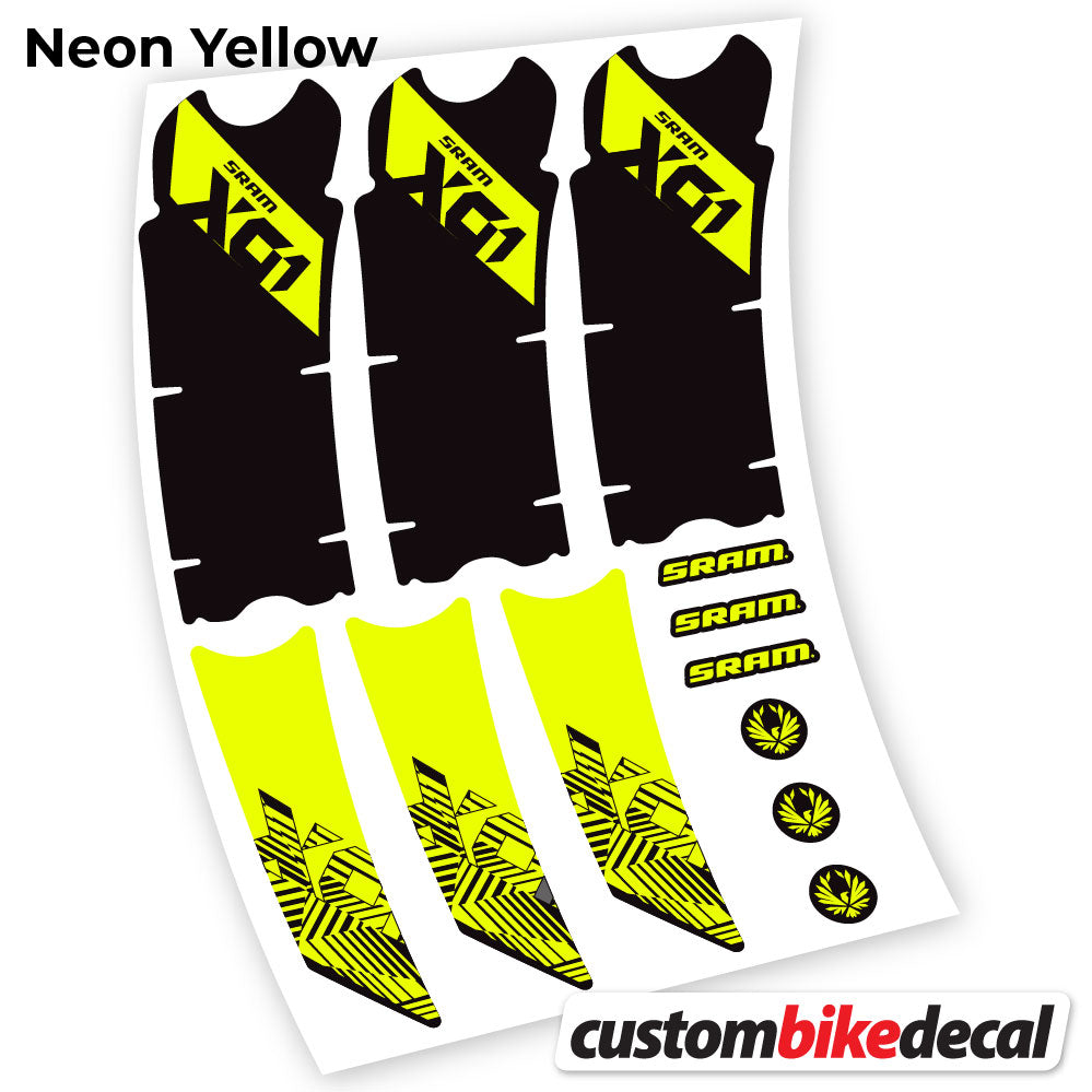Adesivi Guarnitura Sram Eagle X01 2018 in vinile - Giallo Neon