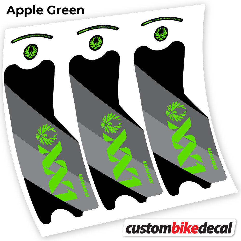 Adesivi Guarnitura SRAM XX1 Eagle DUB 2021 in vinile - Verde Mela