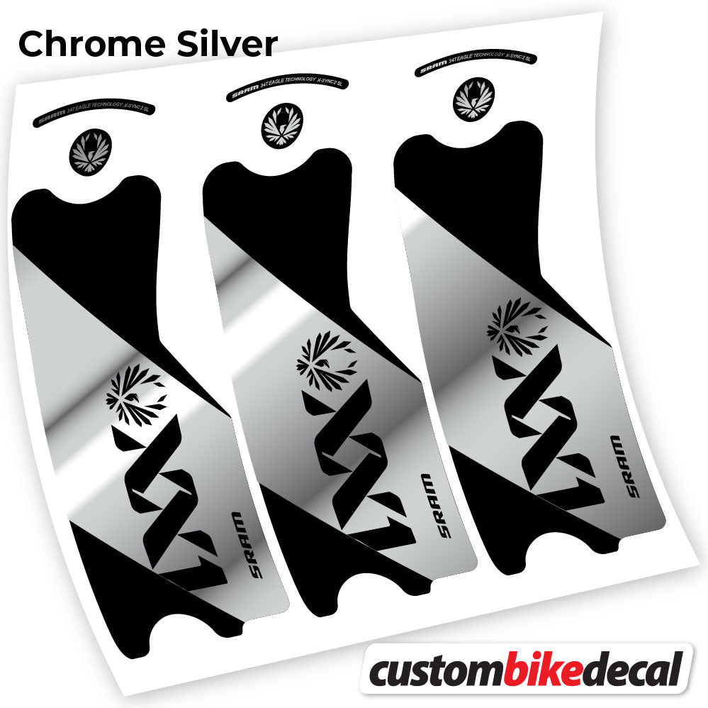 Adesivi Guarnitura SRAM XX1 Eagle DUB 2021 in vinile - Argento Cromato