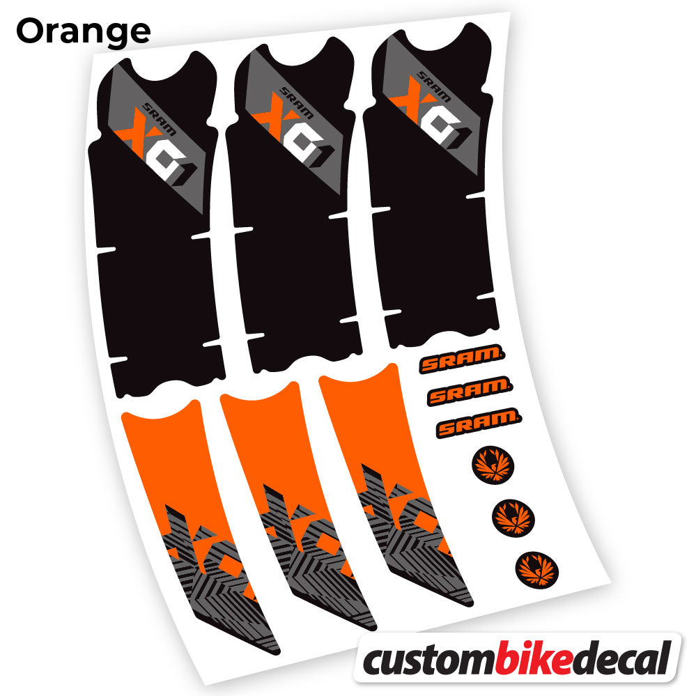 Adesivi Guarnitura Sram Eagle X01 2018 in vinile - Arancione