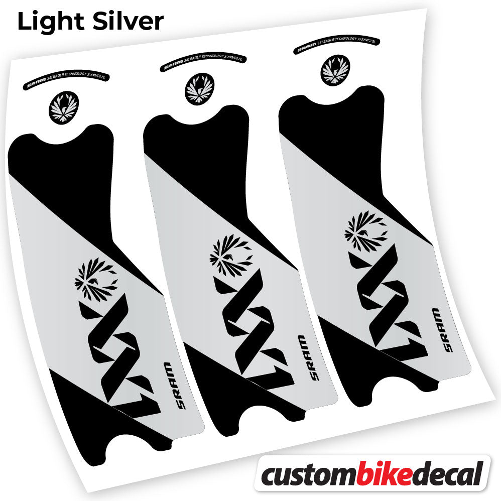 Adesivi Guarnitura SRAM XX1 Eagle DUB 2021 in vinile - Argento Chiaro