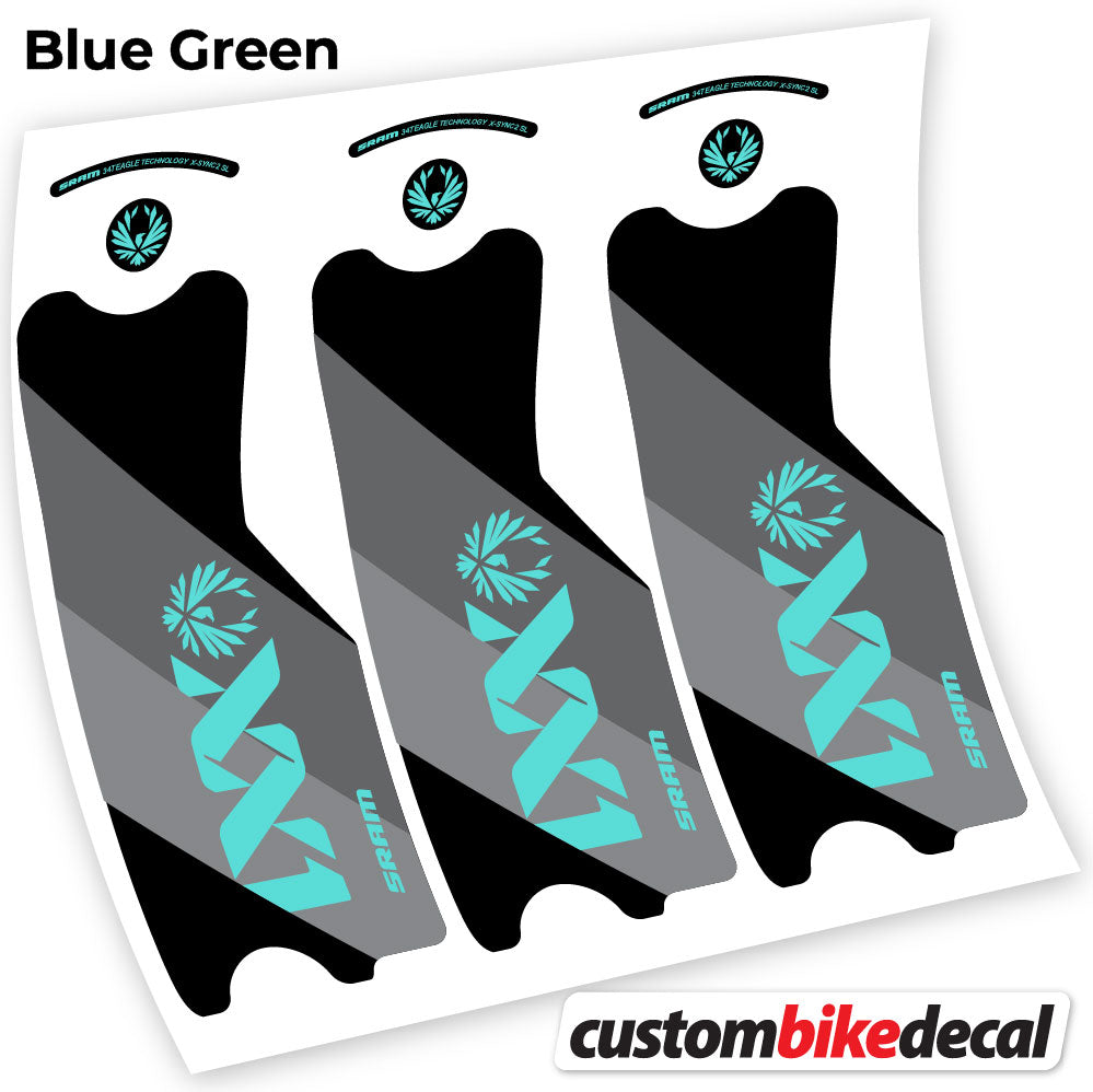 Adesivi Guarnitura SRAM XX1 Eagle DUB 2021 in vinile - Verde Acqua