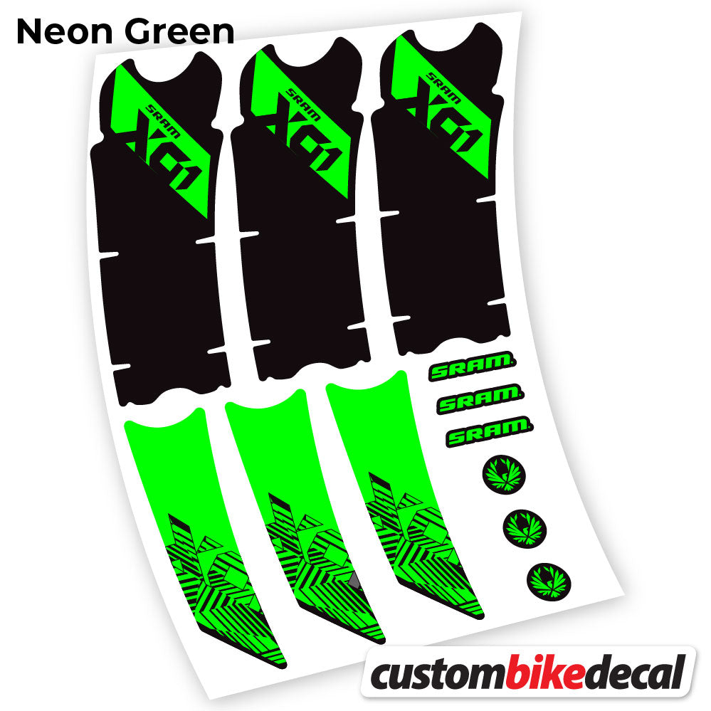 Adesivi Guarnitura Sram Eagle X01 2018 in vinile - Verde Neon