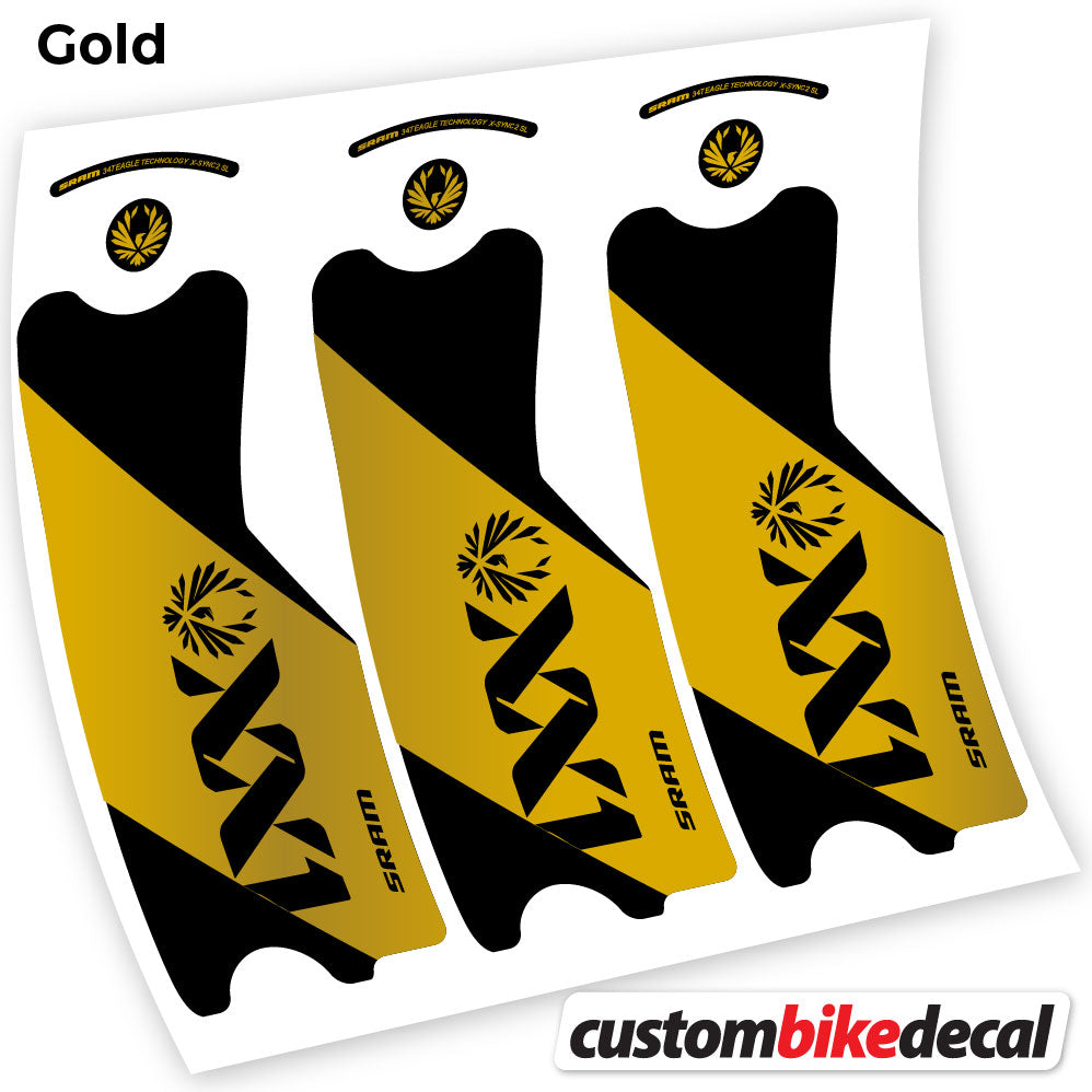 Adesivi Guarnitura SRAM XX1 Eagle DUB 2021 in vinile - Oro