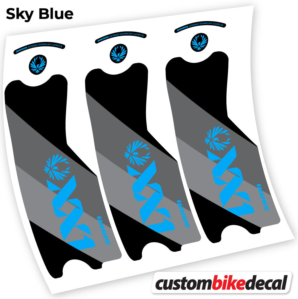 Adesivi Guarnitura SRAM XX1 Eagle DUB 2021 in vinile - Azzurro Cielo