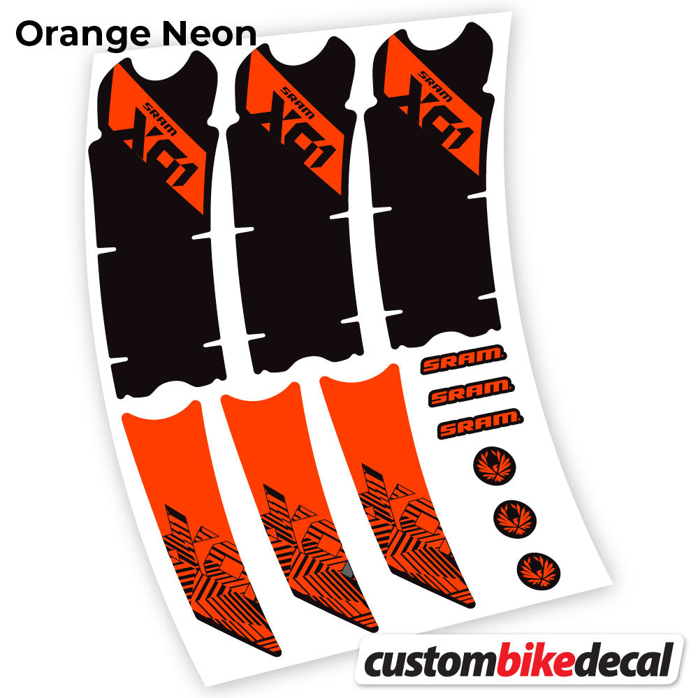 Adesivi Guarnitura Sram Eagle X01 2018 in vinile - Arancione Neon