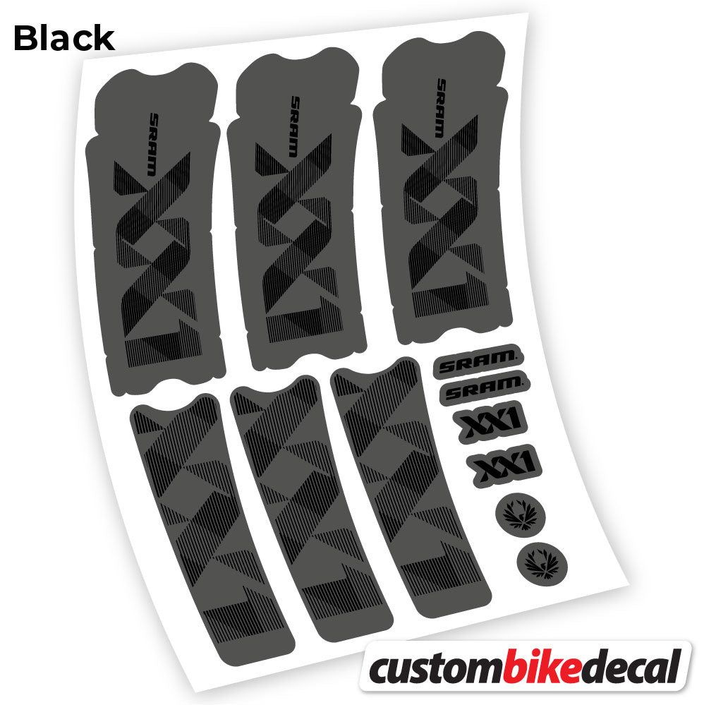 Adesivi Guarnitura Sram XX1 Eagle Dub 2018 in vinile - Nero Opaco+Nero Lucido
