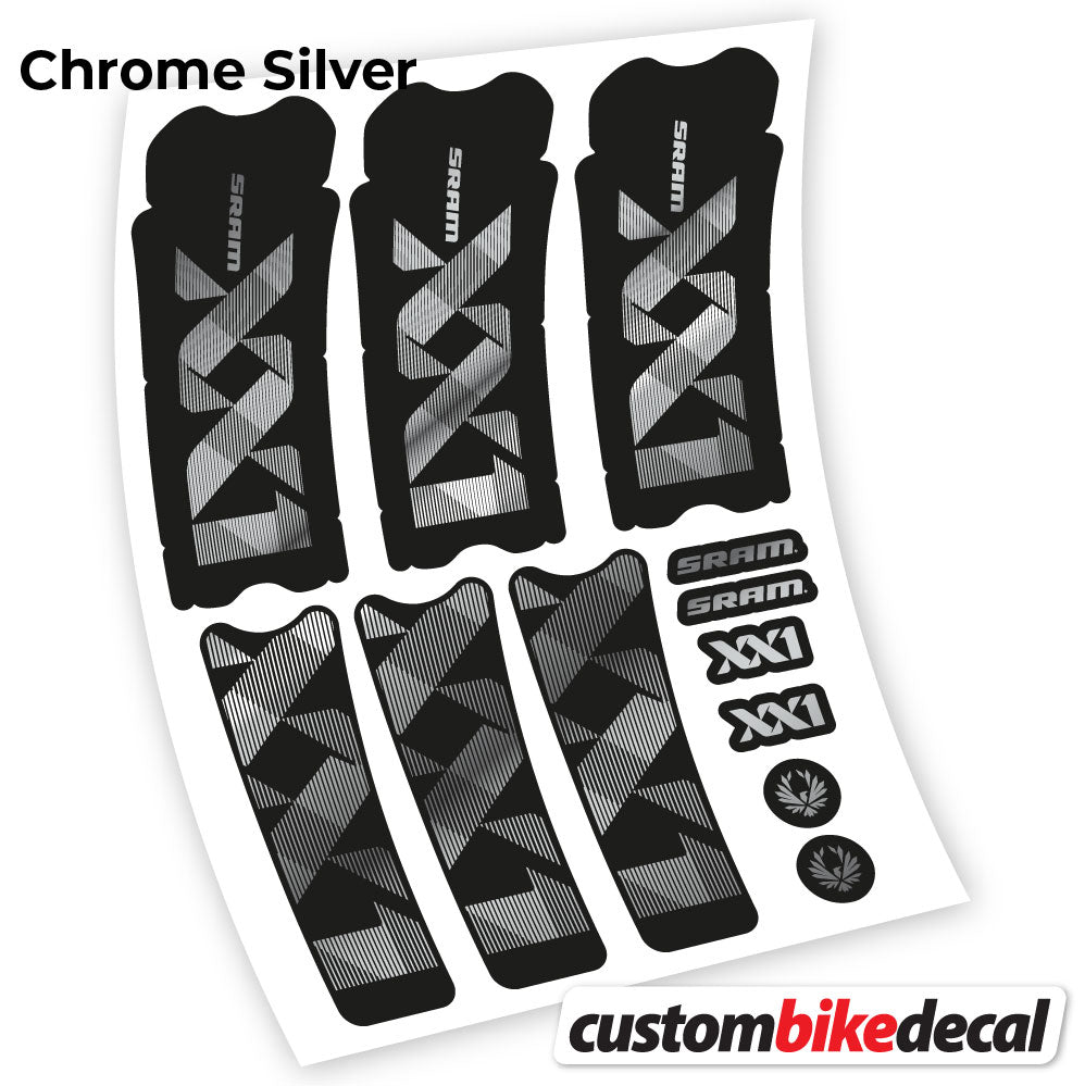 Adesivi Guarnitura Sram XX1 Eagle Dub 2018 in vinile - Argento Cromato