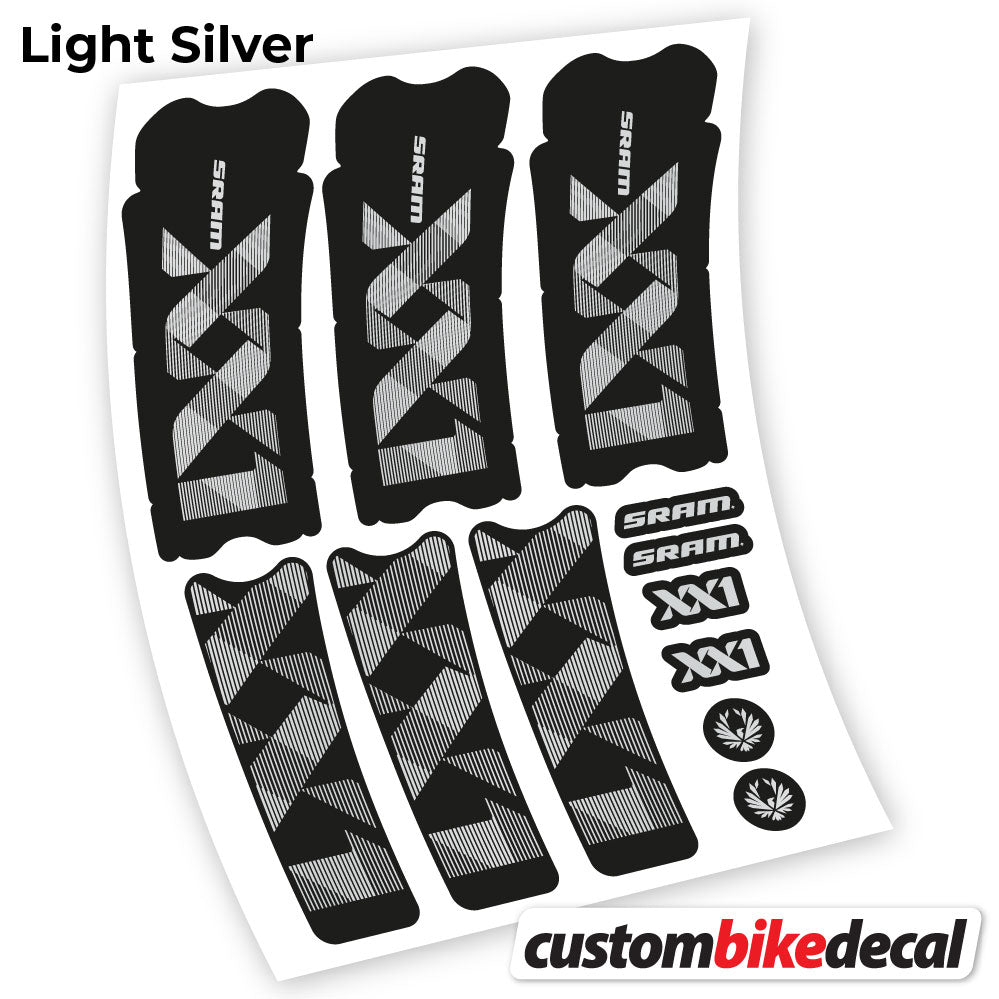 Adesivi Guarnitura Sram XX1 Eagle Dub 2018 in vinile - Argento Chiaro