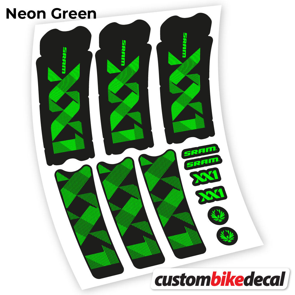 Adesivi Guarnitura Sram XX1 Eagle Dub 2018 in vinile - Verde Neon