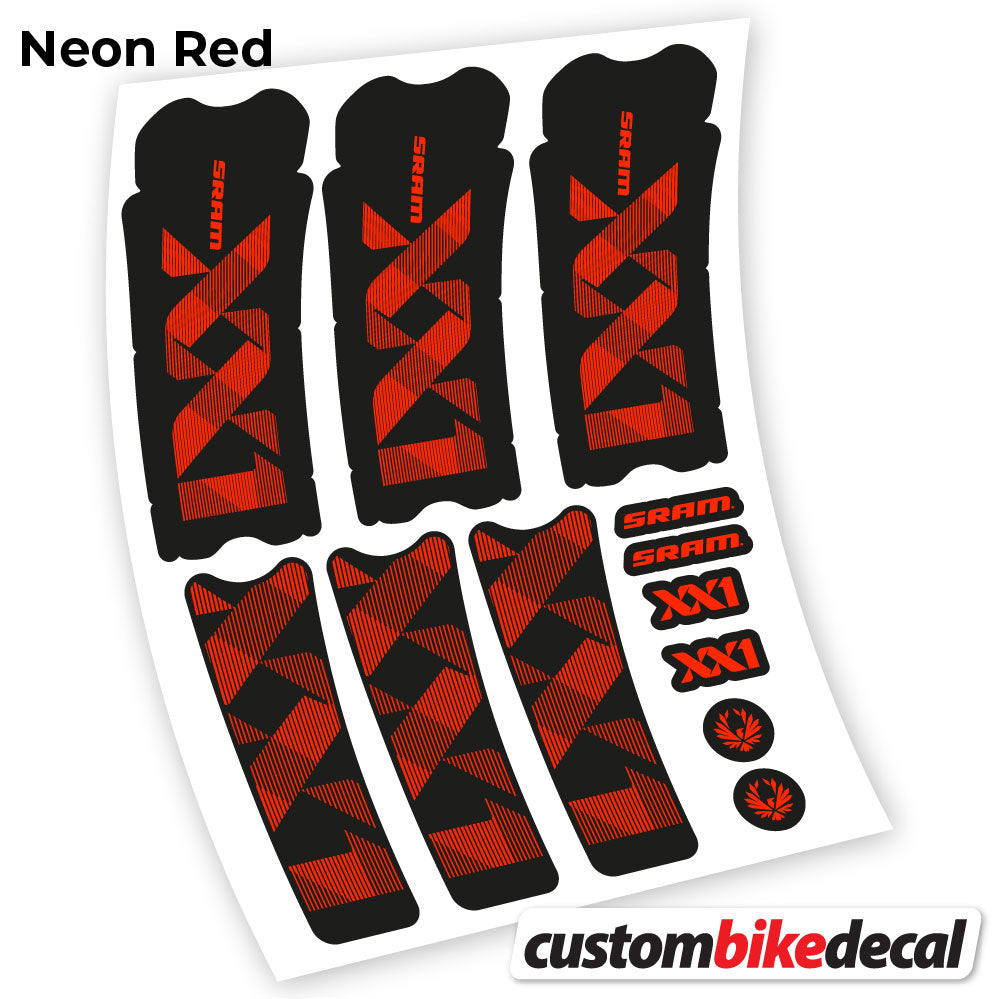 Adesivi Guarnitura Sram XX1 Eagle Dub 2018 in vinile - Rosso Neon