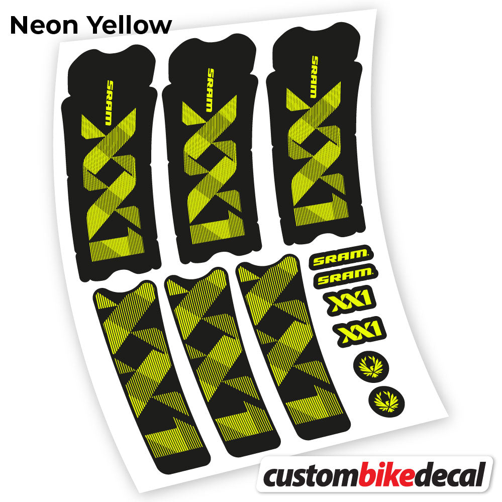 Adesivi Guarnitura Sram XX1 Eagle Dub 2018 in vinile - Giallo Neon