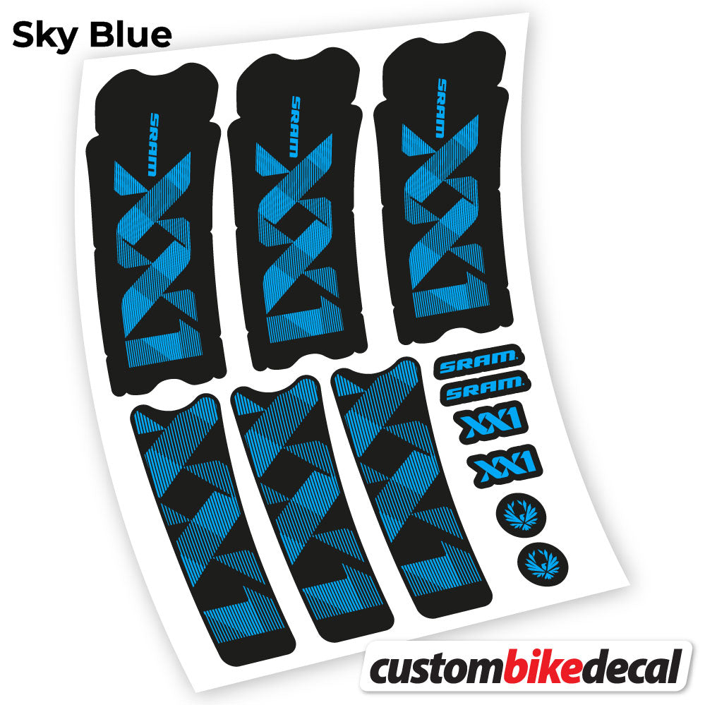 Adesivi Guarnitura Sram XX1 Eagle Dub 2018 in vinile - Azzurro Cielo