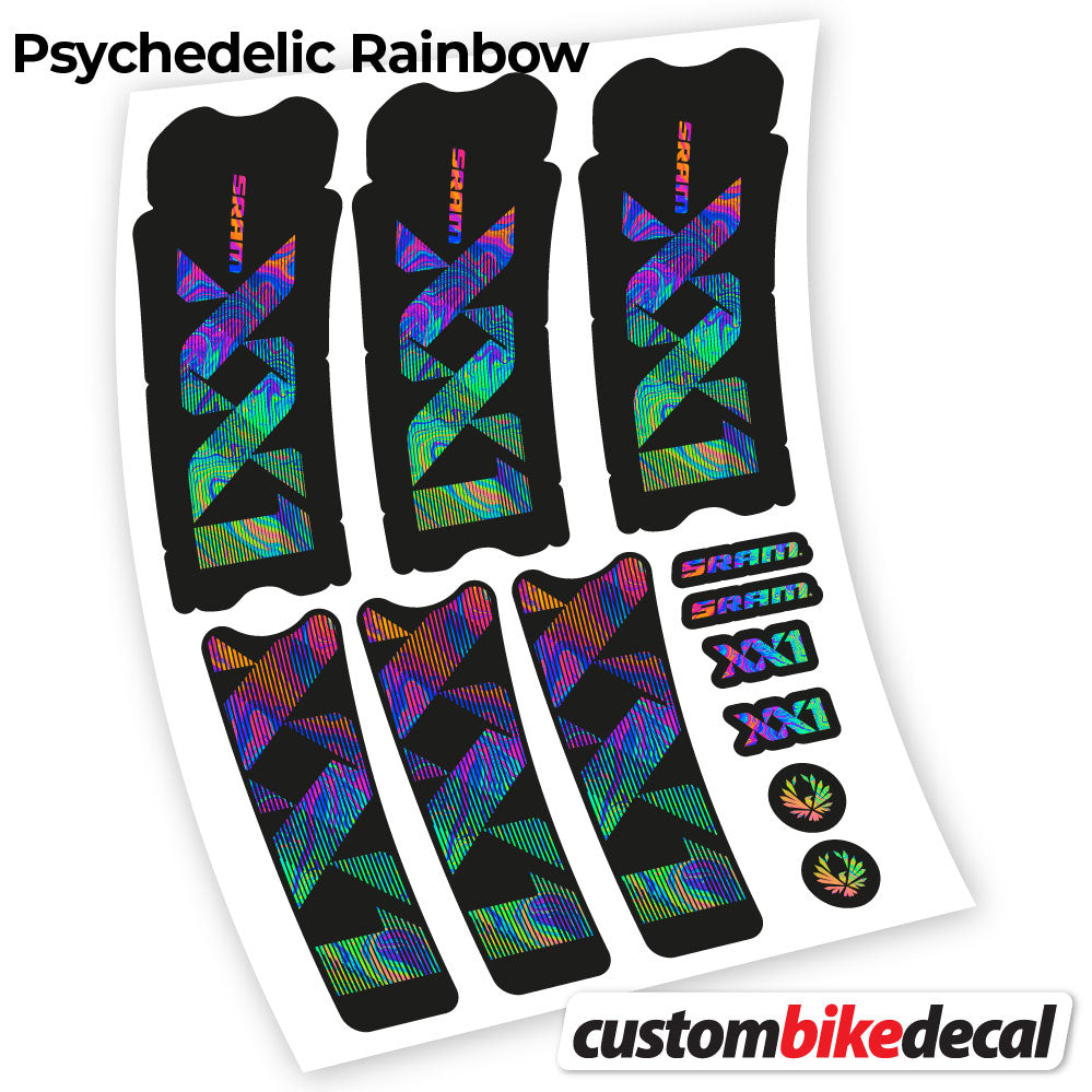 Adesivi Guarnitura Sram XX1 Eagle Dub 2018 in vinile - Arcobaleno Psichedelico