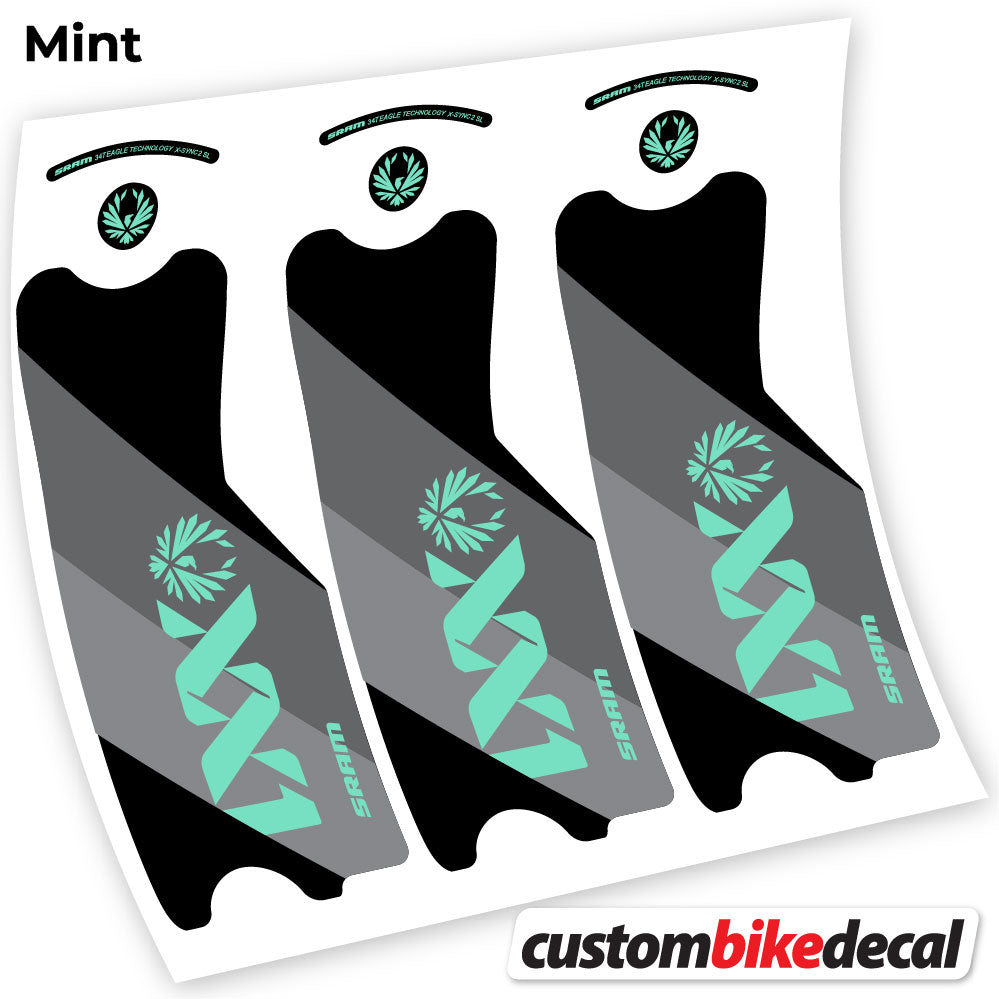 Adesivi Guarnitura SRAM XX1 Eagle DUB 2021 in vinile - Verde Menta