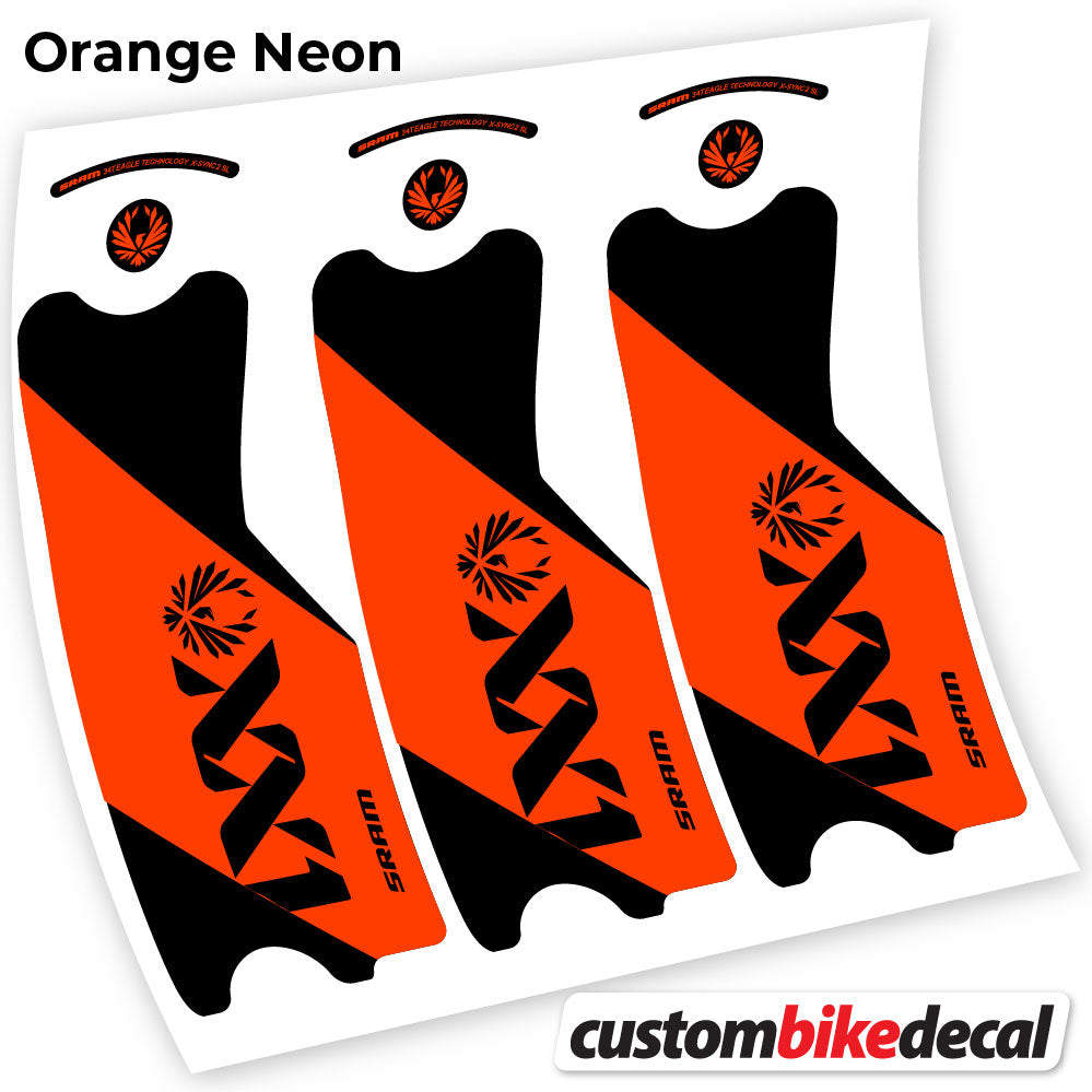 Adesivi Guarnitura SRAM XX1 Eagle DUB 2021 in vinile - Arancione Neon