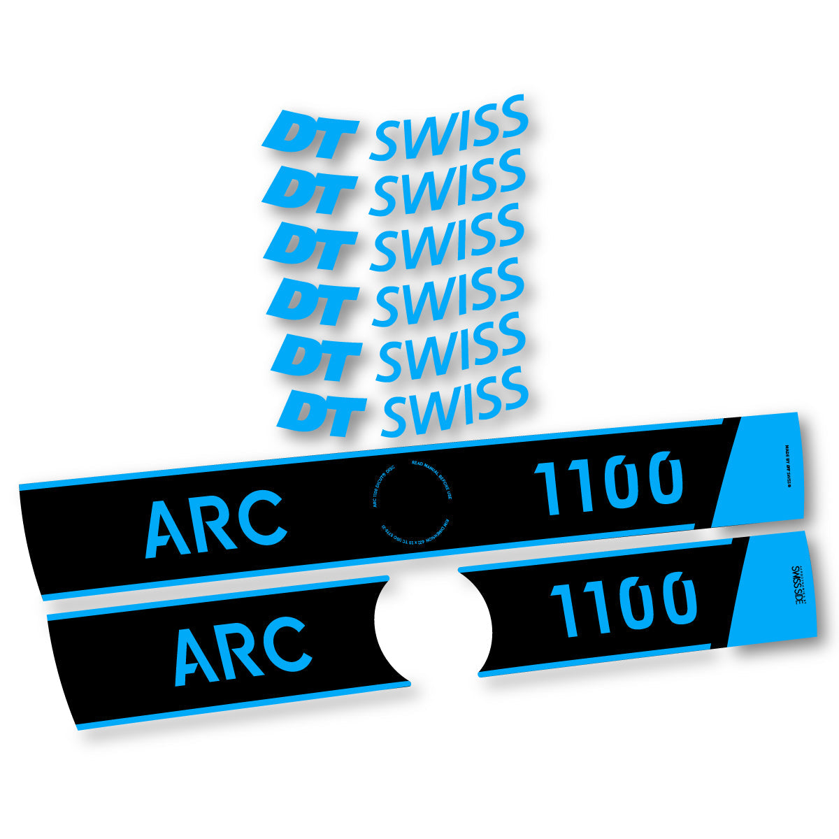 Adesivi Cerchi Bici da Corsa DT Swiss ARC 1100 Disc 2025-2026 50 mm in vinile - Azzurro Cielo