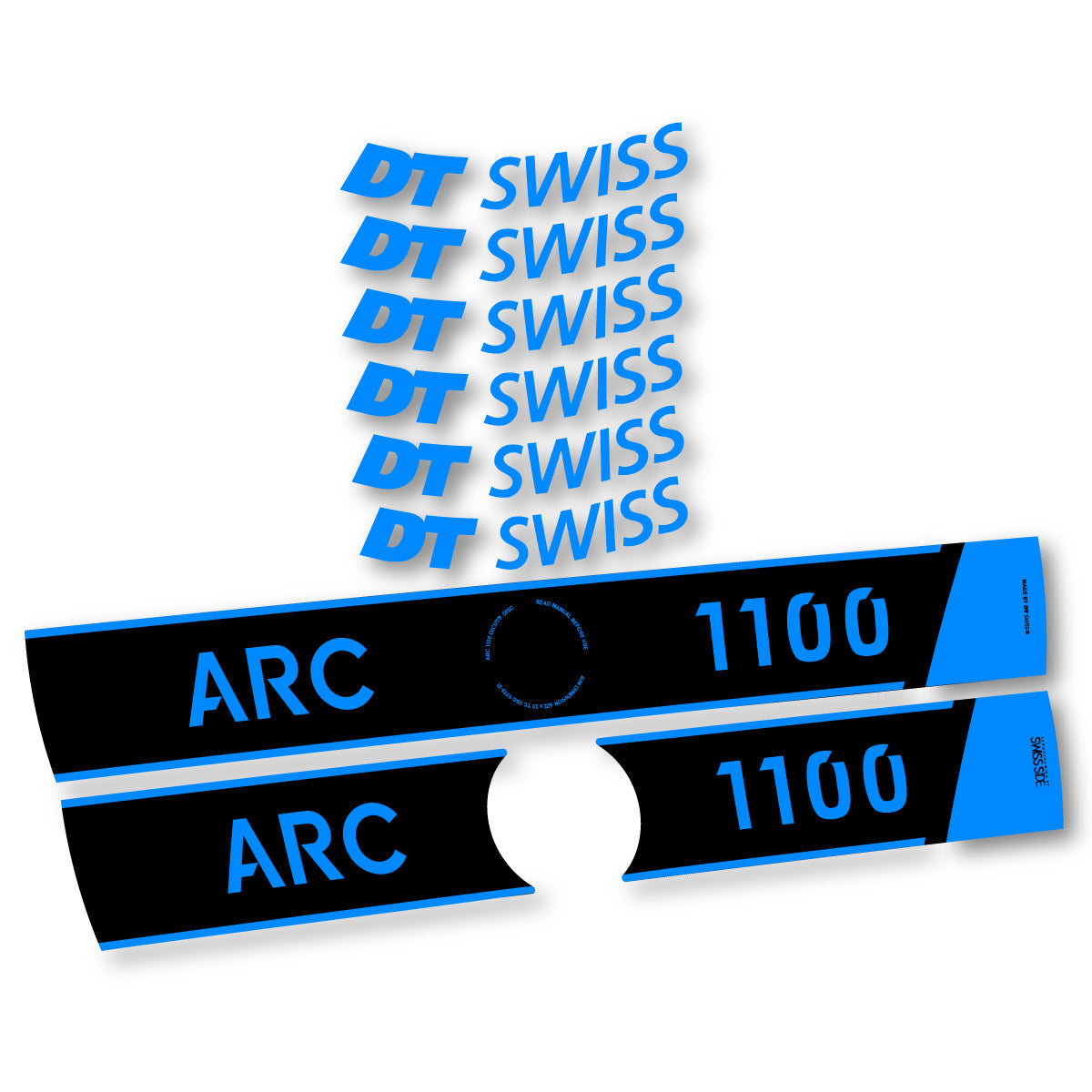 Adesivi Cerchi Bici da Corsa DT Swiss ARC 1100 Disc 2025-2026 50 mm in vinile - Ciano Luminoso