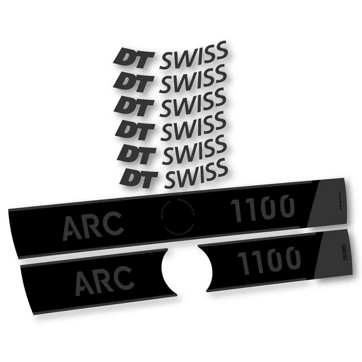 Adesivi Cerchi Bici da Corsa DT Swiss ARC 1100 Disc 2025-2026 50 mm in vinile - Grigio Antracite