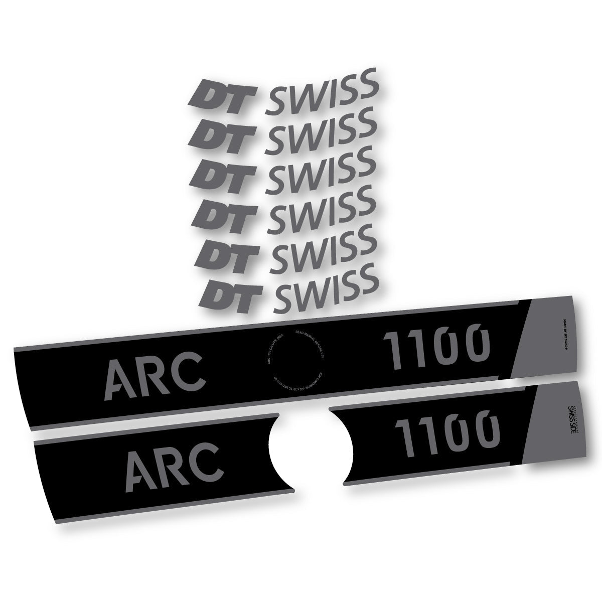 Adesivi Cerchi Bici da Corsa DT Swiss ARC 1100 Disc 2025-2026 50 mm in vinile - Grigio Mistico