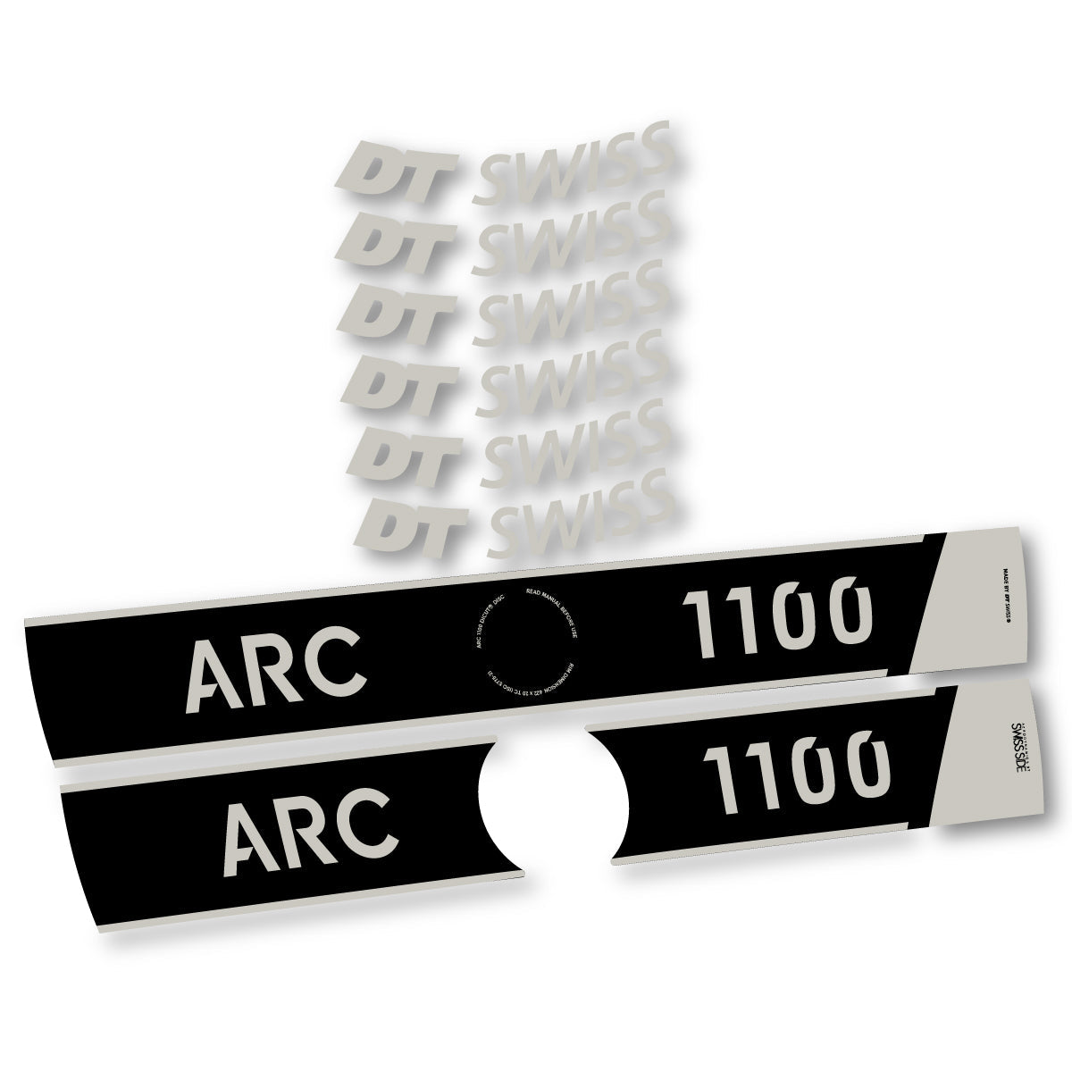 Adesivi Cerchi Bici da Corsa DT Swiss ARC 1100 Disc 2025-2026 50 mm in vinile - Grigio Pastello
