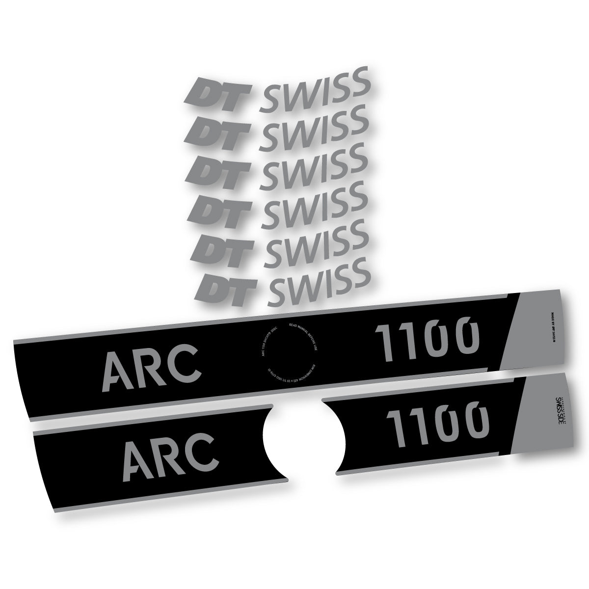 Adesivi Cerchi Bici da Corsa DT Swiss ARC 1100 Disc 2025-2026 50 mm in vinile - Grigio Topo