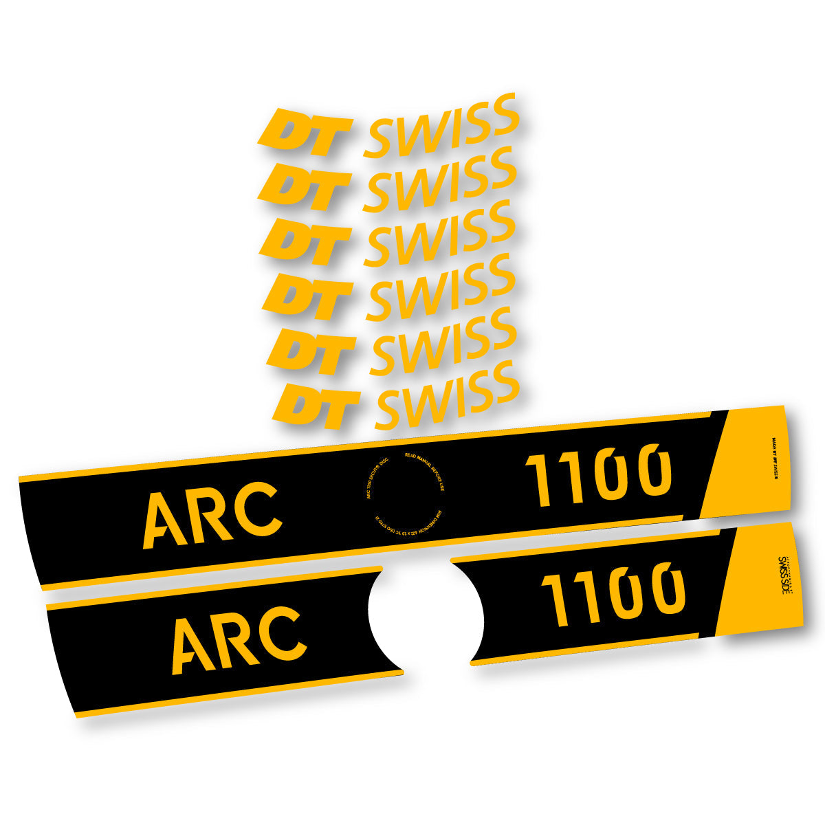 Adesivi Cerchi Bici da Corsa DT Swiss ARC 1100 Disc 2025-2026 50 mm in vinile - Giallo Medio