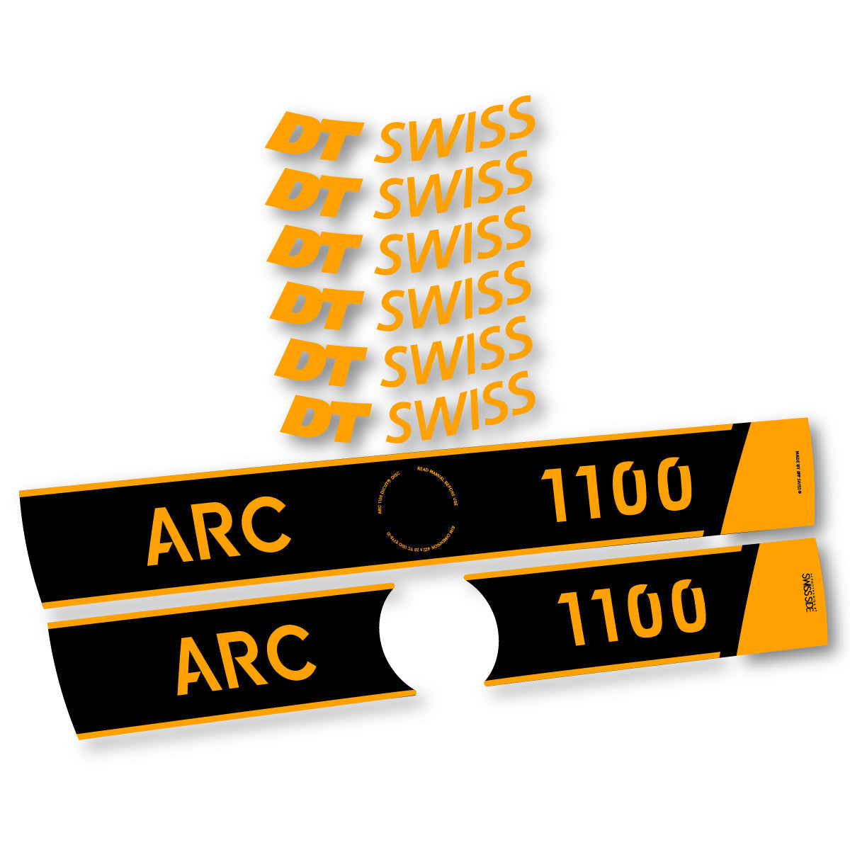 Adesivi Cerchi Bici da Corsa DT Swiss ARC 1100 Disc 2025-2026 50 mm in vinile - Giallo Arancio