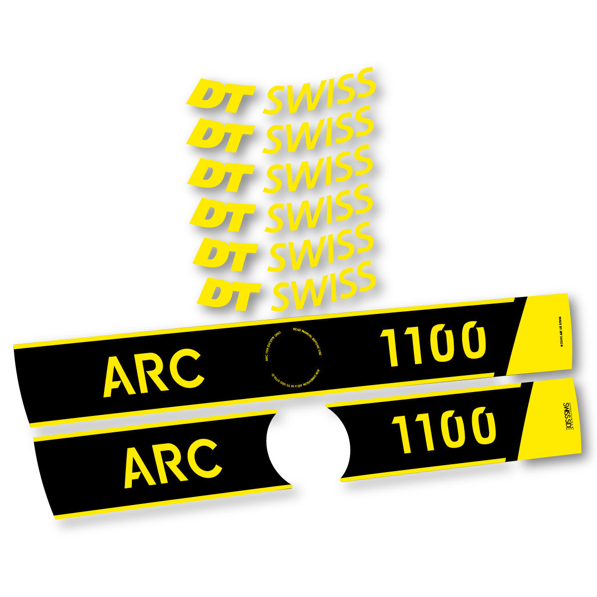 Adesivi Cerchi Bici da Corsa DT Swiss ARC 1100 Disc 2025-2026 50 mm in vinile - Giallo Vivo
