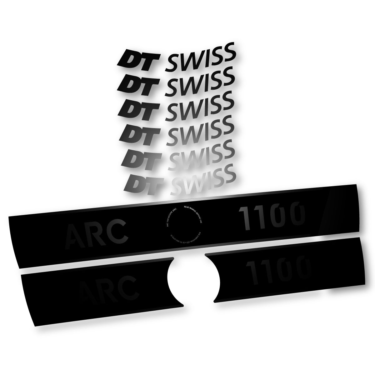 Adesivi Cerchi Bici da Corsa DT Swiss ARC 1100 Disc 2025-2026 50 mm in vinile - Nero