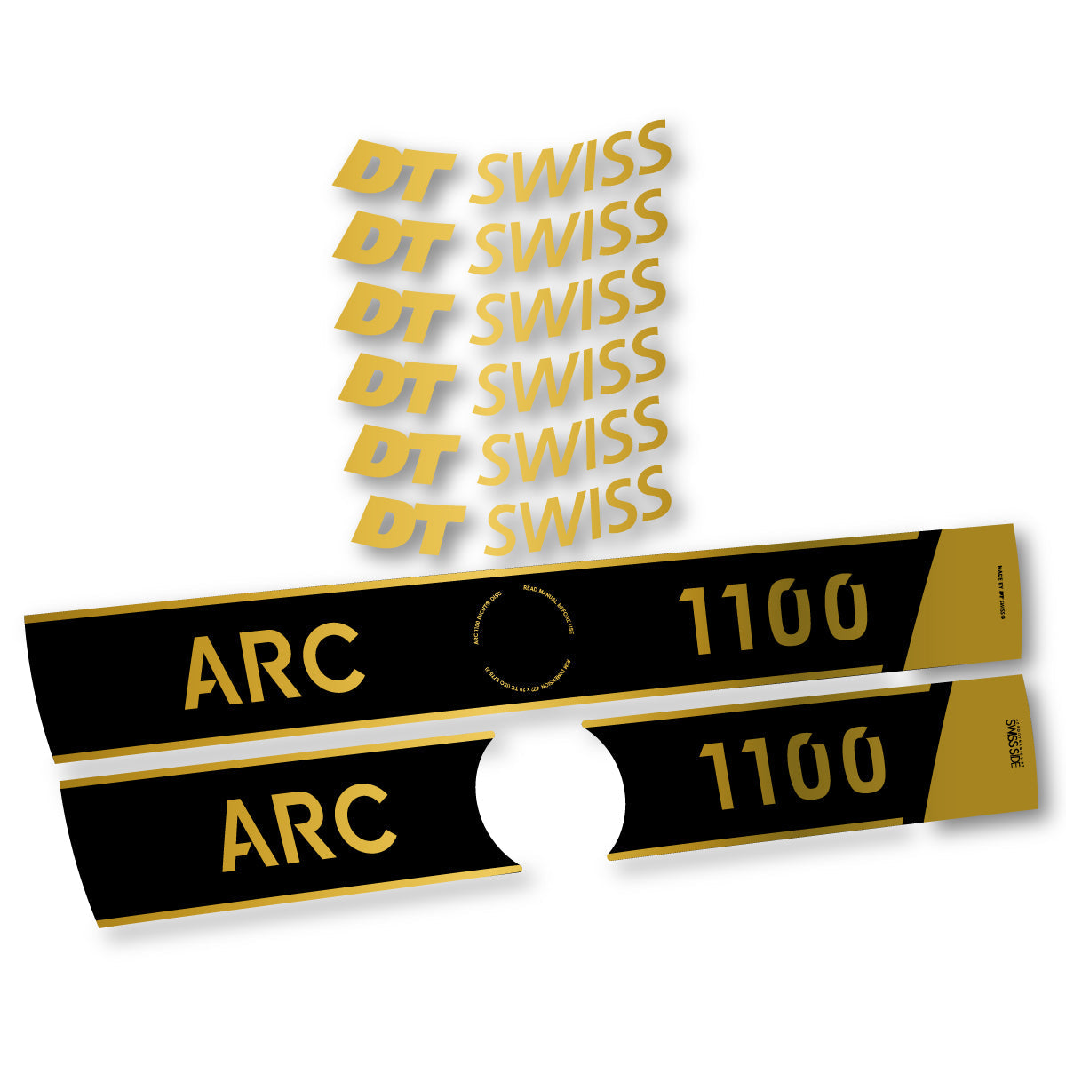 Adesivi Cerchi Bici da Corsa DT Swiss ARC 1100 Disc 2025-2026 50 mm in vinile - Oro