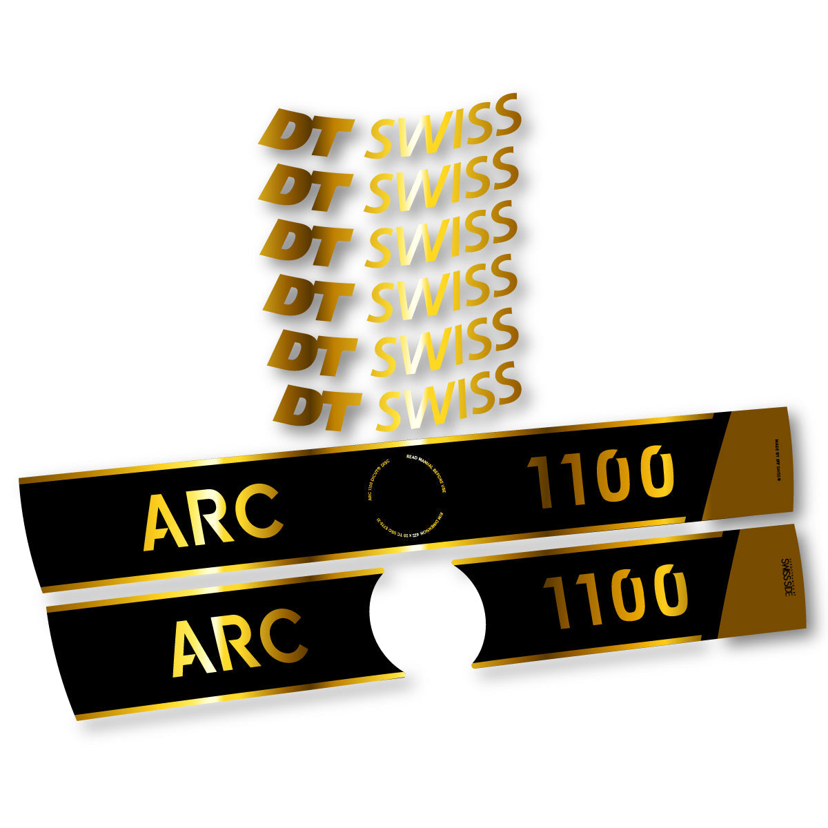 Adesivi Cerchi Bici da Corsa DT Swiss ARC 1100 Disc 2025-2026 50 mm in vinile - Oro Cromato