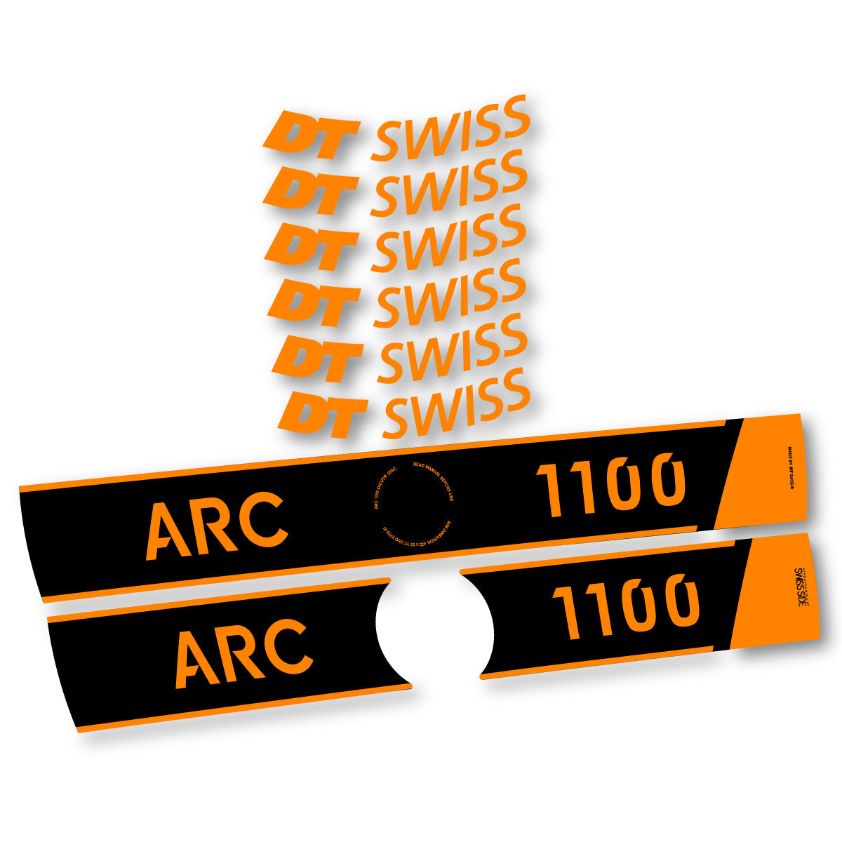 Adesivi Cerchi Bici da Corsa DT Swiss ARC 1100 Disc 2025-2026 50 mm in vinile - Arancione Chiaro Fluo