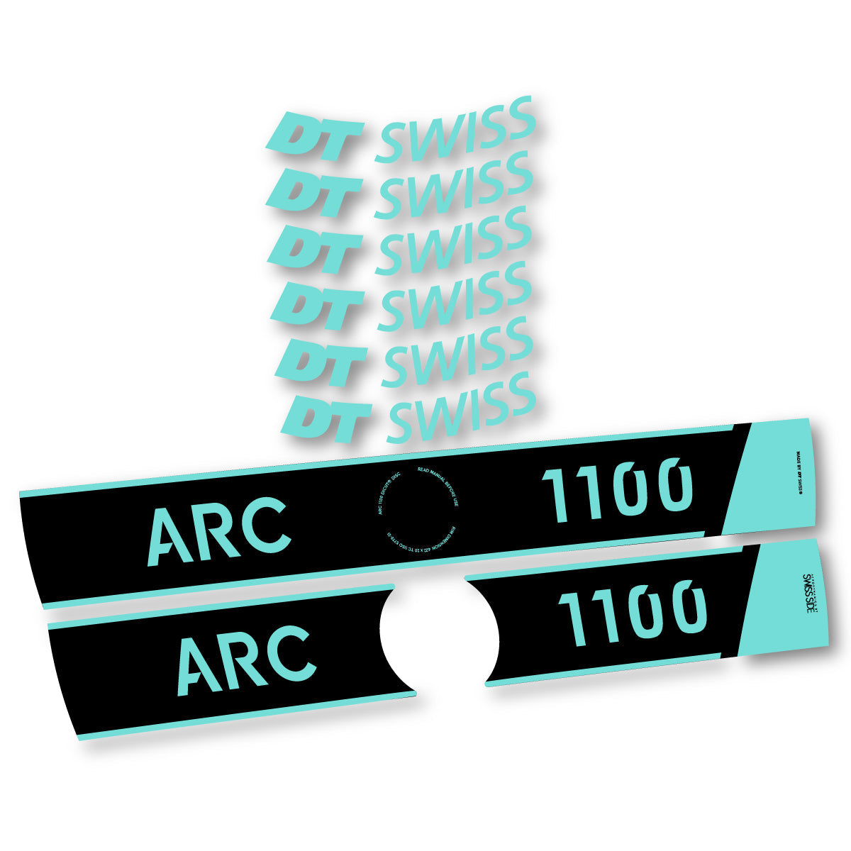 Adesivi Cerchi Bici da Corsa DT Swiss ARC 1100 Disc 2025-2026 50 mm in vinile - Turchese Chiaro