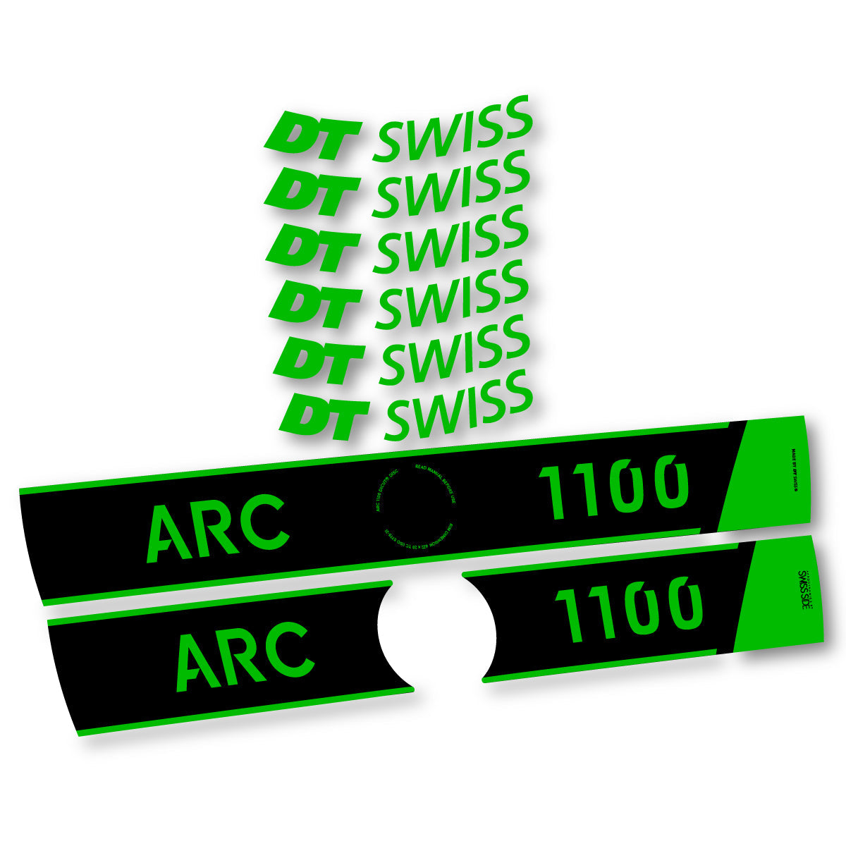 Adesivi Cerchi Bici da Corsa DT Swiss ARC 1100 Disc 2025-2026 50 mm in vinile - Verde Erba