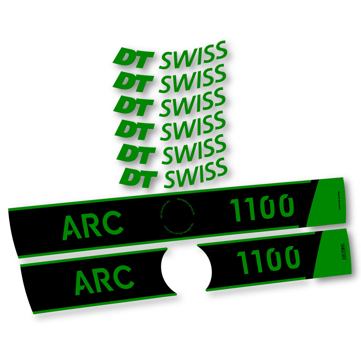 Adesivi Cerchi Bici da Corsa DT Swiss ARC 1100 Disc 2025-2026 50 mm in vinile - Verde Medio