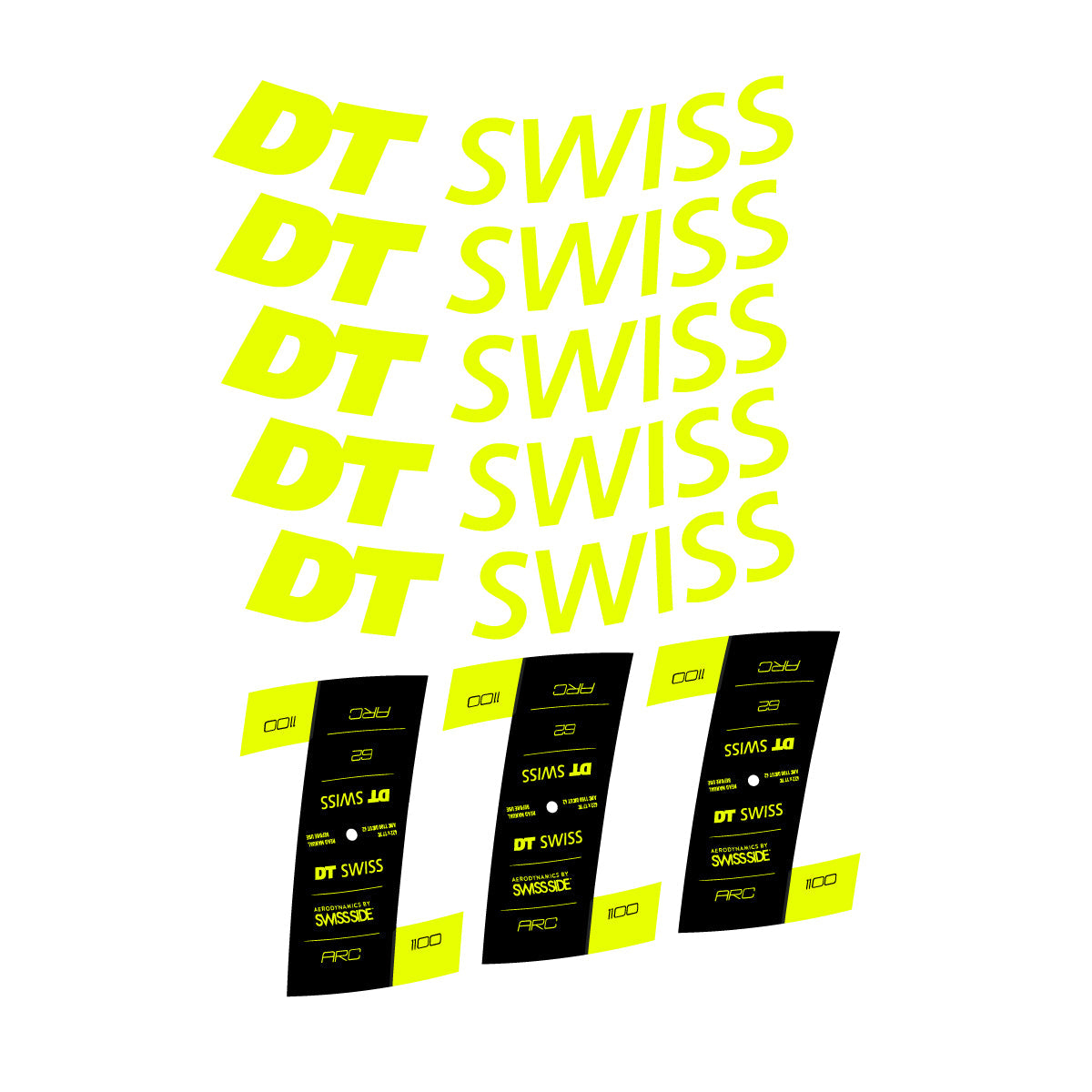 Adesivi Cerchi Bici DT Swiss ARC 1100 62mm 2020-2026 in vinile - Giallo Fluo