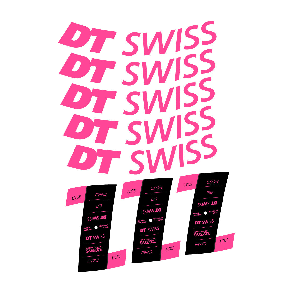 Adesivi Cerchi Bici DT Swiss ARC 1100 62mm 2020-2026 in vinile - Rosa Confetto