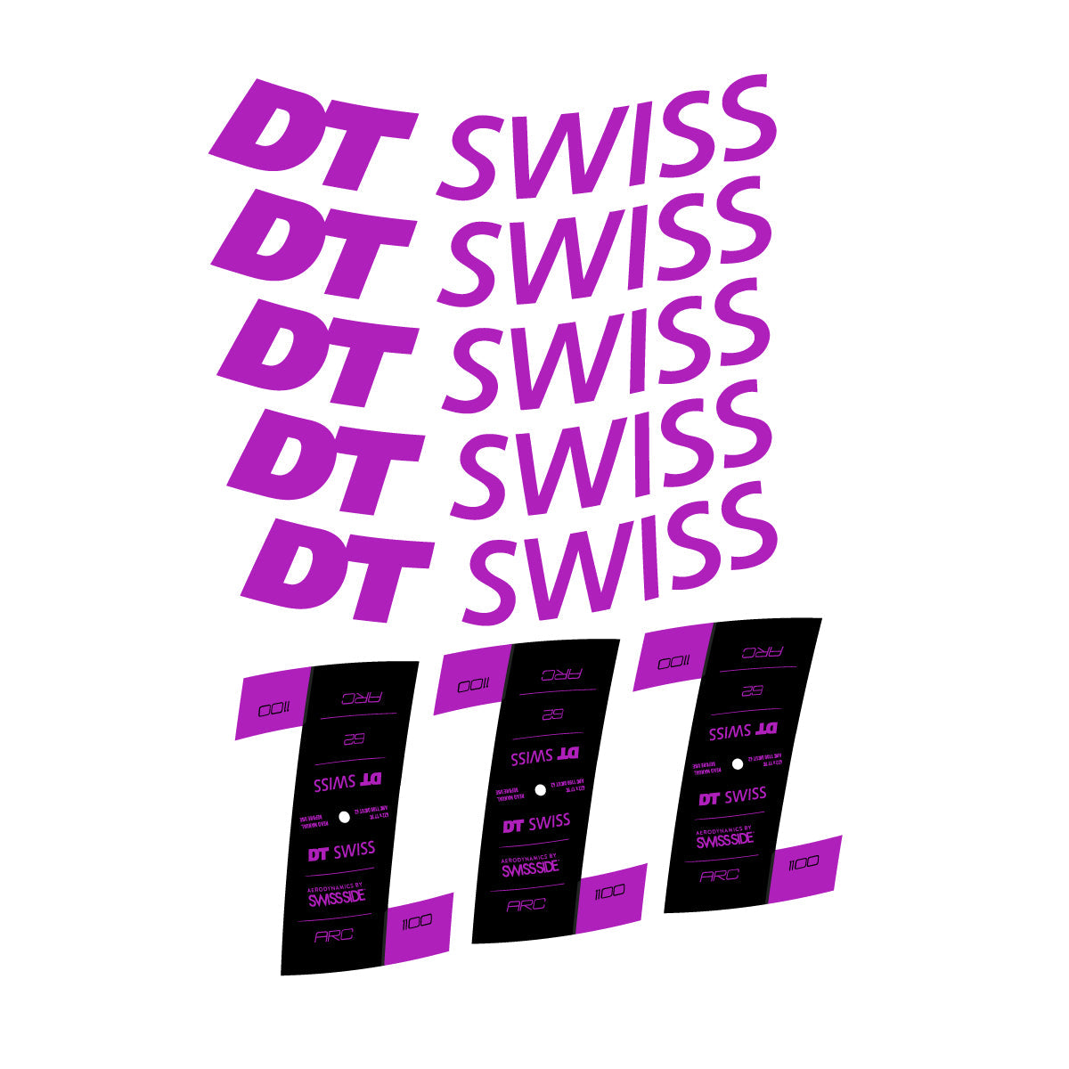Adesivi Cerchi Bici DT Swiss ARC 1100 62mm 2020-2026 in vinile - Rosa Viola